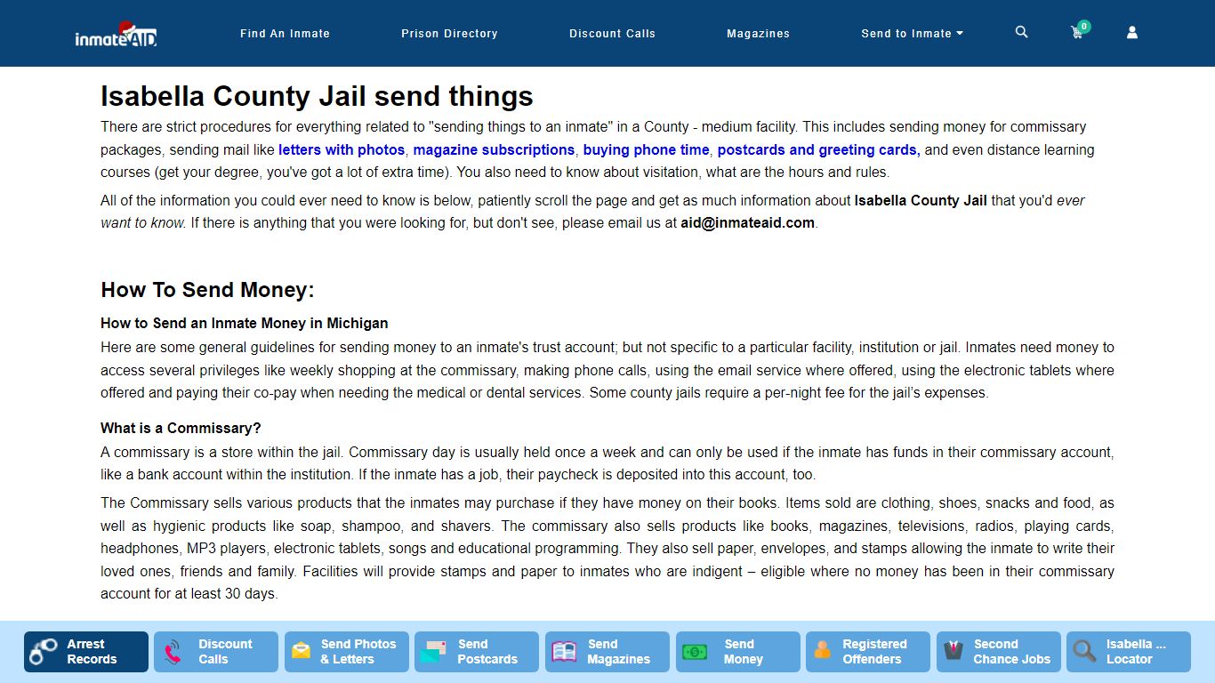 Isabella County Jail send things - InmateAid