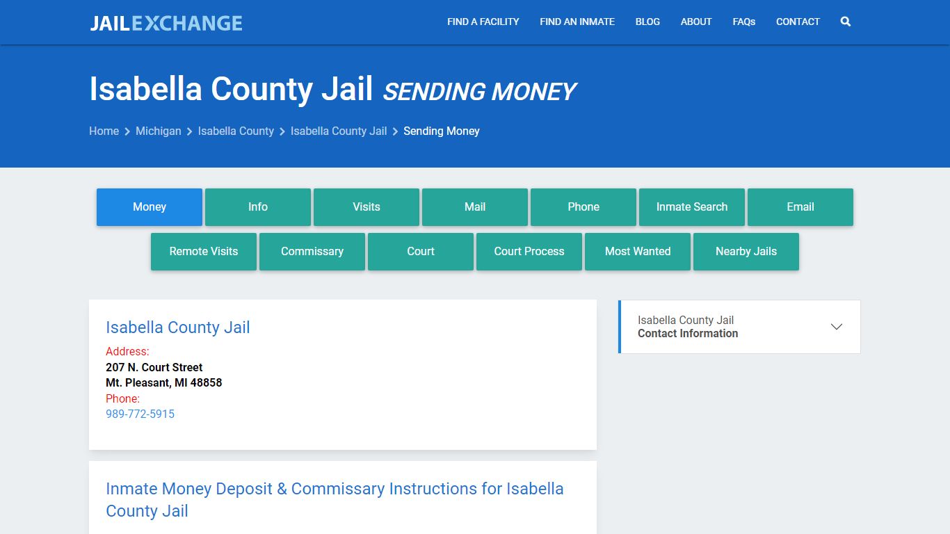 Send Money to Inmate - Isabella County Jail, MI - Jail Exchange