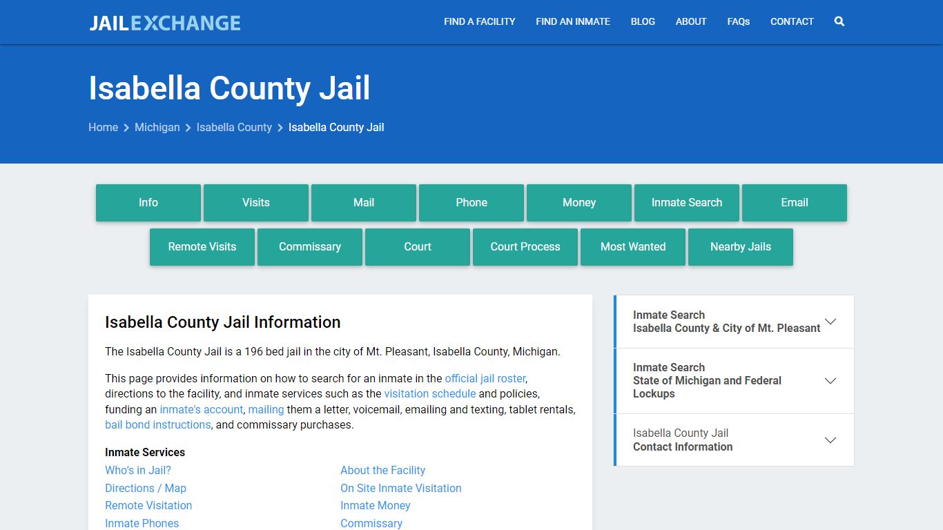 Isabella County Jail, MI Inmate Search, Information