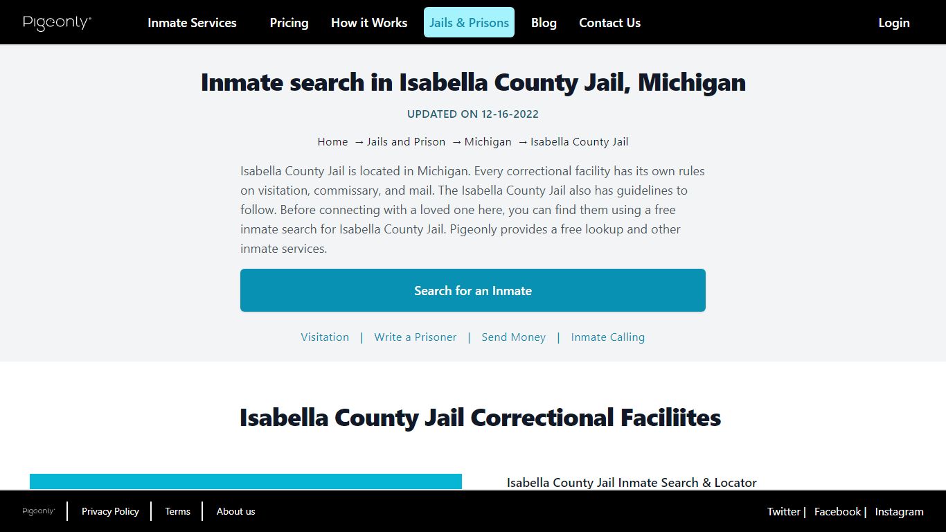 Inmate Search Isabella County Jail, Michigan | Pigeonly